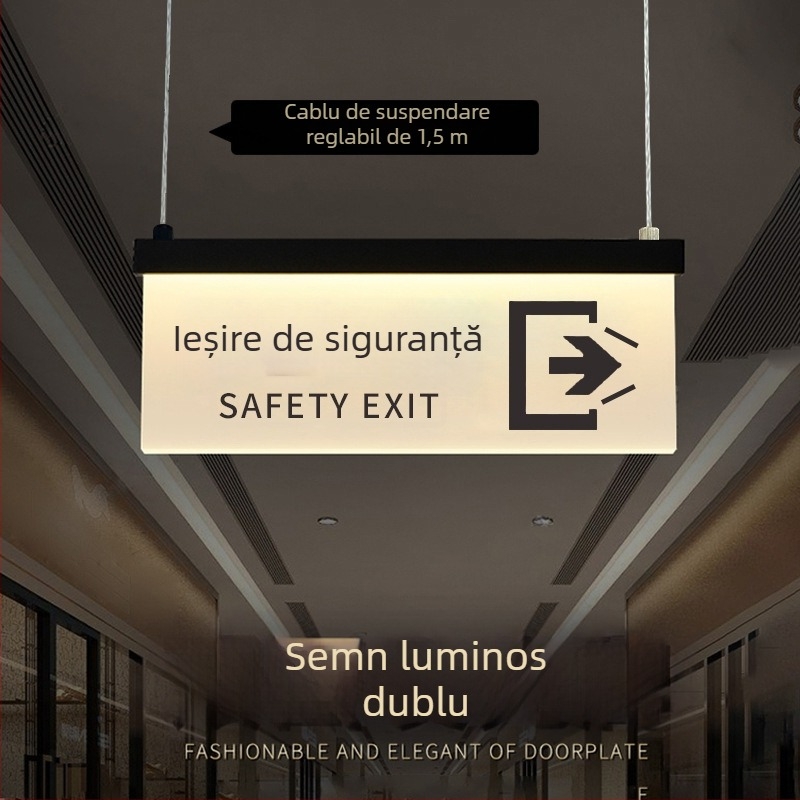 Set de semne luminoase pentru traseu de siguranță în mall: toaletă, ieșire, ghid de lift, numerele de ușă și încăperilor