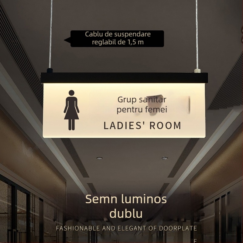 Set de semne luminoase pentru traseu de siguranță în mall: toaletă, ieșire, ghid de lift, numerele de ușă și încăperilor