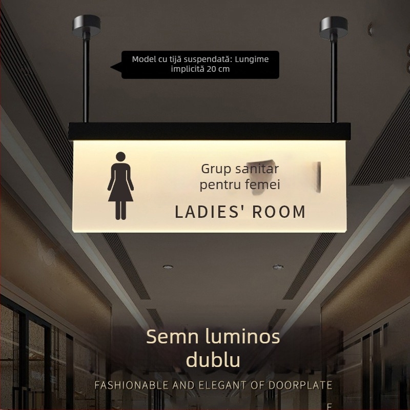 Set de semne luminoase pentru traseu de siguranță în mall: toaletă, ieșire, ghid de lift, numerele de ușă și încăperilor