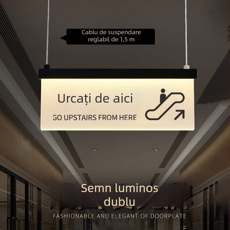 Set de semne luminoase pentru traseu de siguranță în mall: toaletă, ieșire, ghid de lift, numerele de ușă și încăperilor