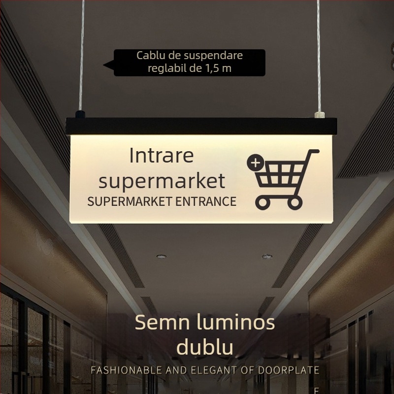 Set de semne luminoase pentru traseu de siguranță în mall: toaletă, ieșire, ghid de lift, numerele de ușă și încăperilor
