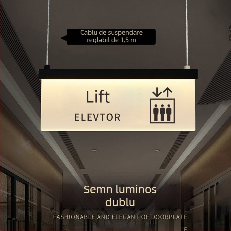 Set de semne luminoase pentru traseu de siguranță în mall: toaletă, ieșire, ghid de lift, numerele de ușă și încăperilor