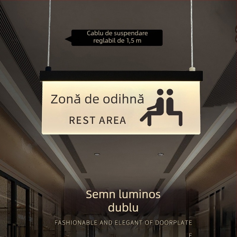 Set de semne luminoase pentru traseu de siguranță în mall: toaletă, ieșire, ghid de lift, numerele de ușă și încăperilor