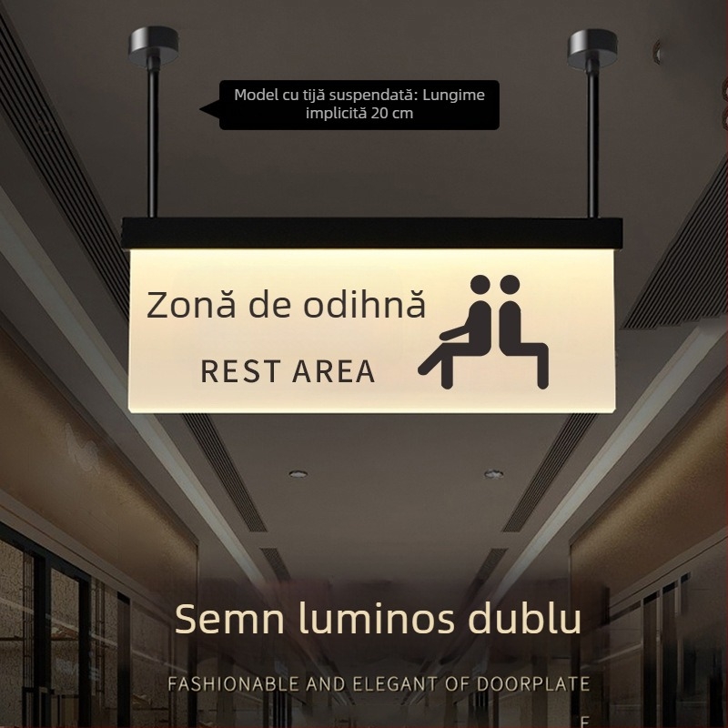 Set de semne luminoase pentru traseu de siguranță în mall: toaletă, ieșire, ghid de lift, numerele de ușă și încăperilor