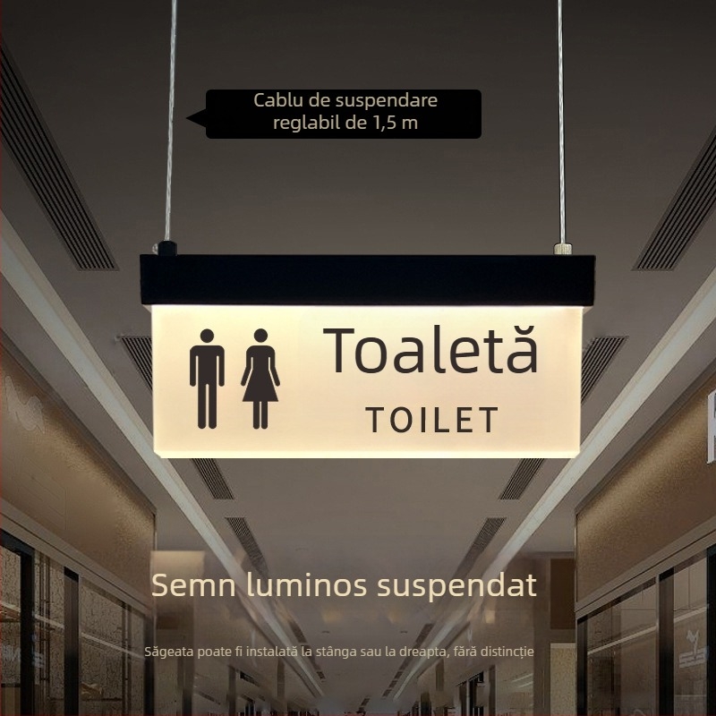Set de semne luminoase pentru traseu de siguranță în mall: toaletă, ieșire, ghid de lift, numerele de ușă și încăperilor
