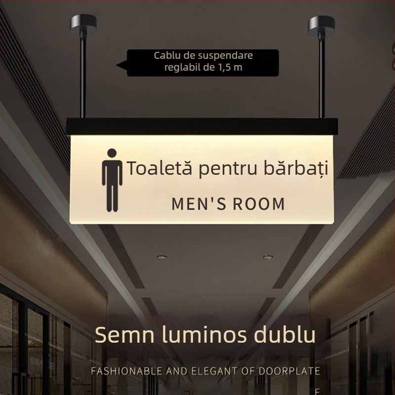 Set de semne luminoase pentru traseu de siguranță în mall: toaletă, ieșire, ghid de lift, numerele de ușă și încăperilor