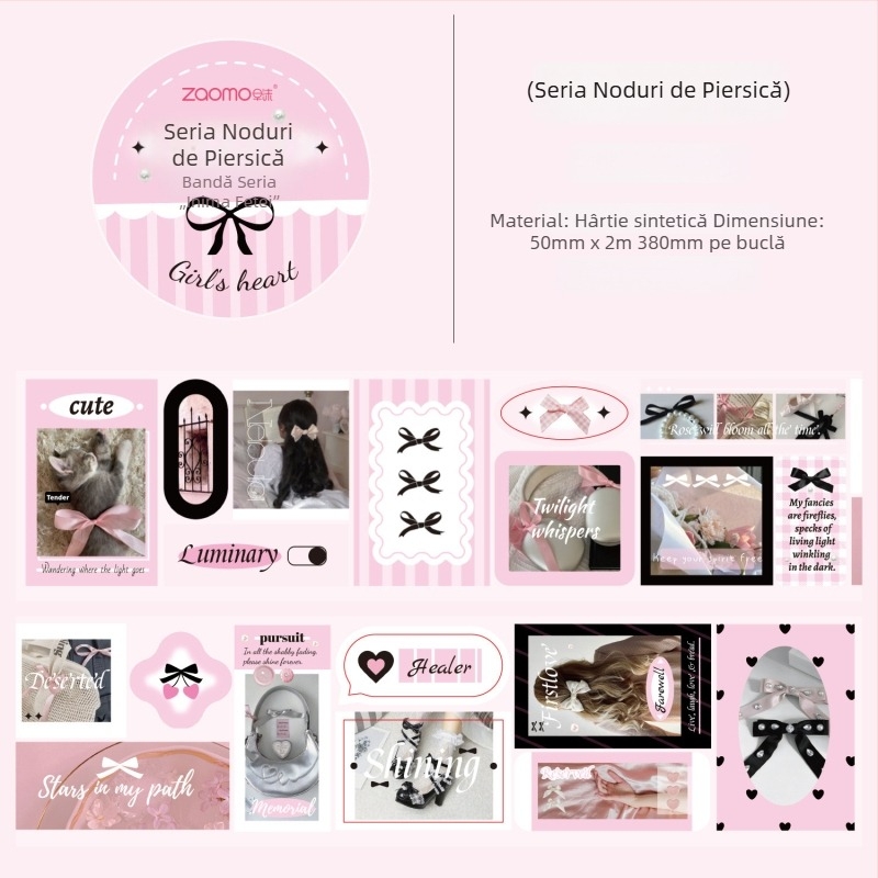 Bandă din hârtie sintetică decupată - seria Limba inimii unei fete pentru decorarea jurnalului (DIY Washi Tape)