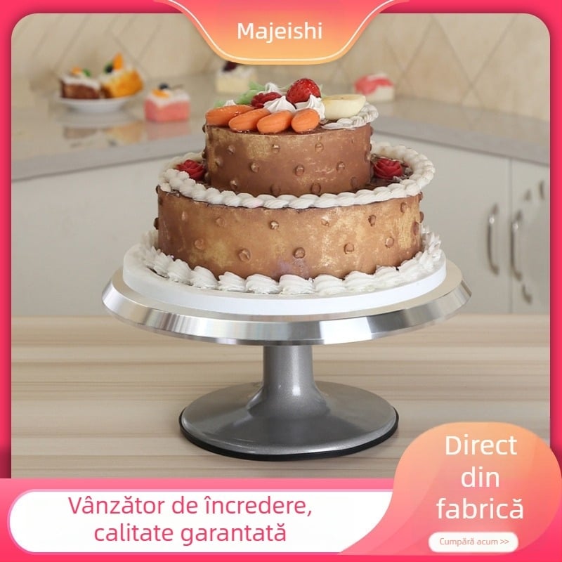 Platou rotativ din aliaj de aluminiu pentru coacere, set DIY pentru tort de ziua de naștere, bază antiderapantă pentru decorare