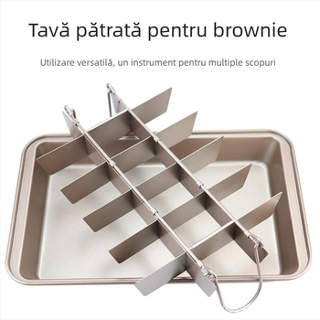 Tavă brownie cu strat antiaderent, formă dreptunghiulară pentru prăjituri, din oțel-carbon, fund gros, dimensiuni 31.5 × 20.5 × 5.7 cm