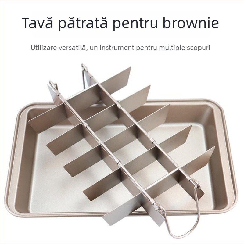 Tavă brownie cu strat antiaderent, formă dreptunghiulară pentru prăjituri, din oțel-carbon, fund gros, dimensiuni 31.5 × 20.5 × 5.7 cm