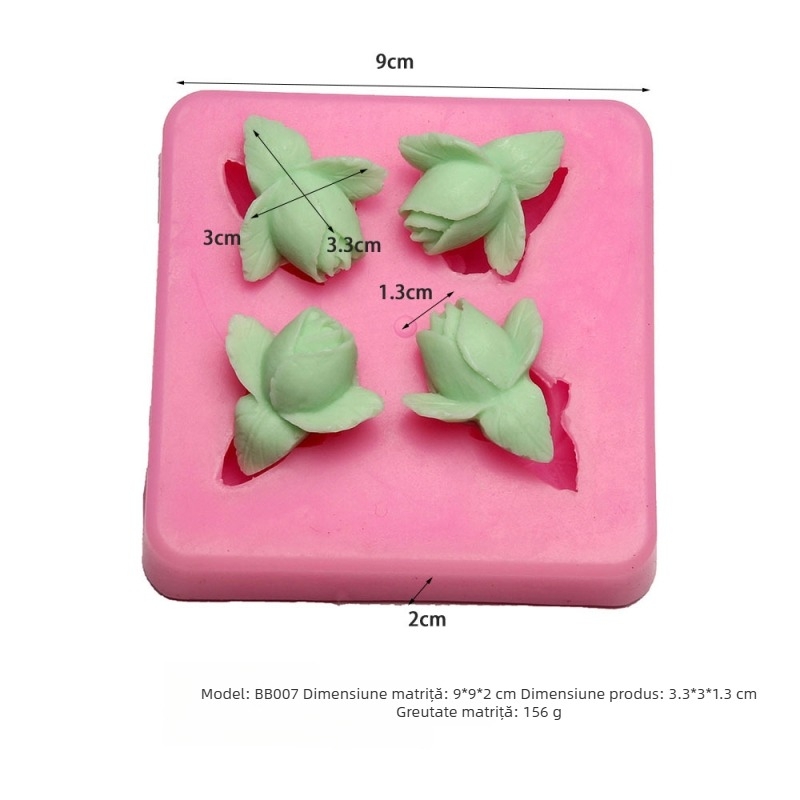 BB007 Formă din silicon cu motiv floral pentru fondant și decorarea torturilor, unelte de copt
