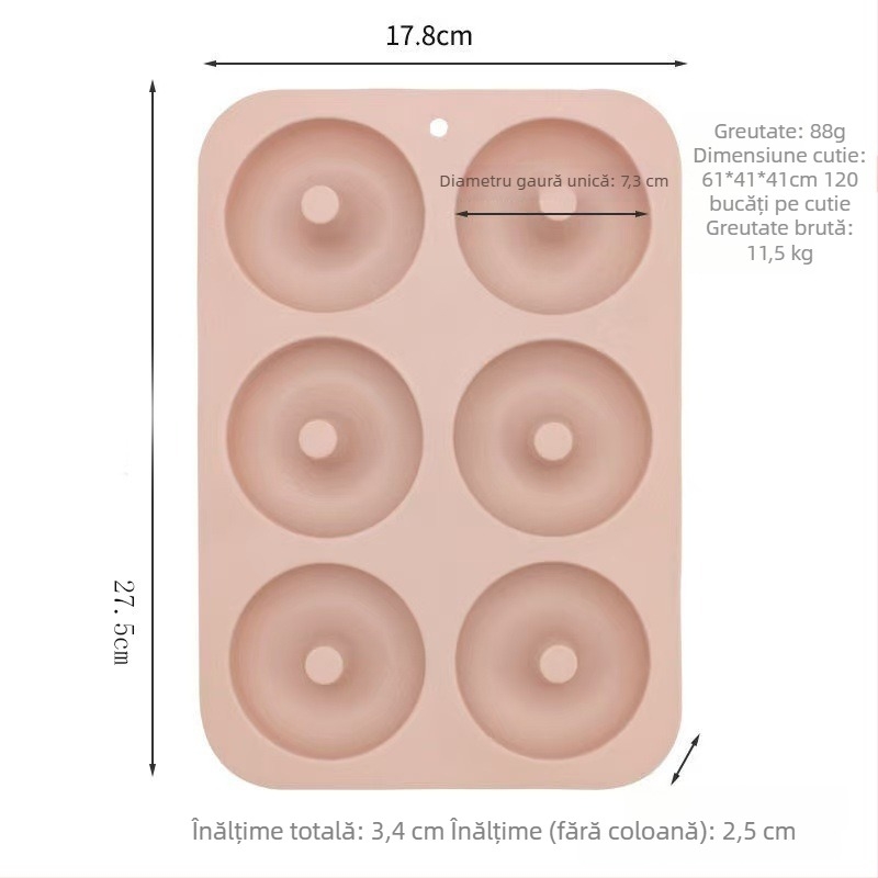 Formă din silicon pentru donuts și prăjituri, circulară, pentru coacere
