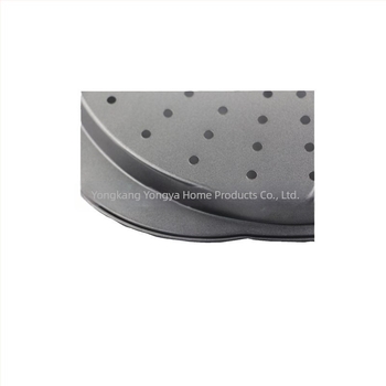 Formă rotundă de copt din oțel carbon cu acoperire antiaderentă la interior și exterior, pentru pizza și prăjituri, dimensiuni 37×33×2 cm, grosime 0,4 mm