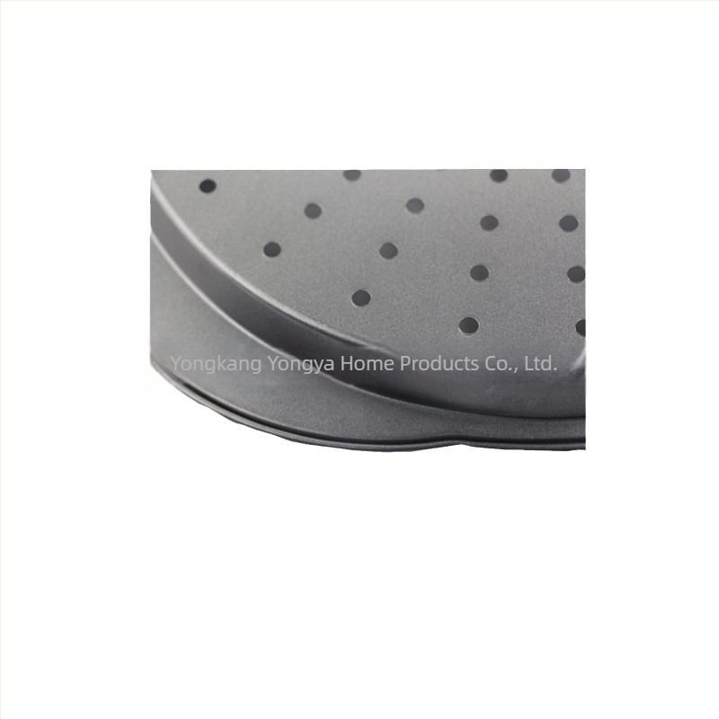 Formă rotundă de copt din oțel carbon cu acoperire antiaderentă la interior și exterior, pentru pizza și prăjituri, dimensiuni 37×33×2 cm, grosime 0,4 mm