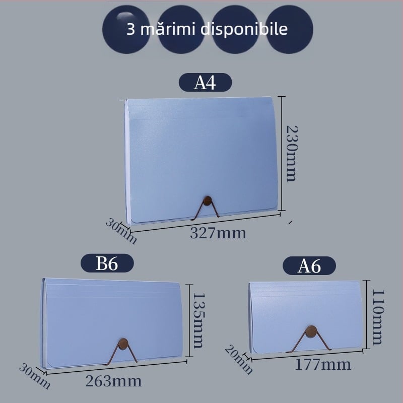 Folder acordeon de birou cu 12 compartimente, PP rezistent la apă, capacitate mare, pentru documente B6/A4
