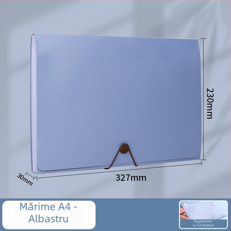 Folder acordeon de birou cu 12 compartimente, PP rezistent la apă, capacitate mare, pentru documente B6/A4