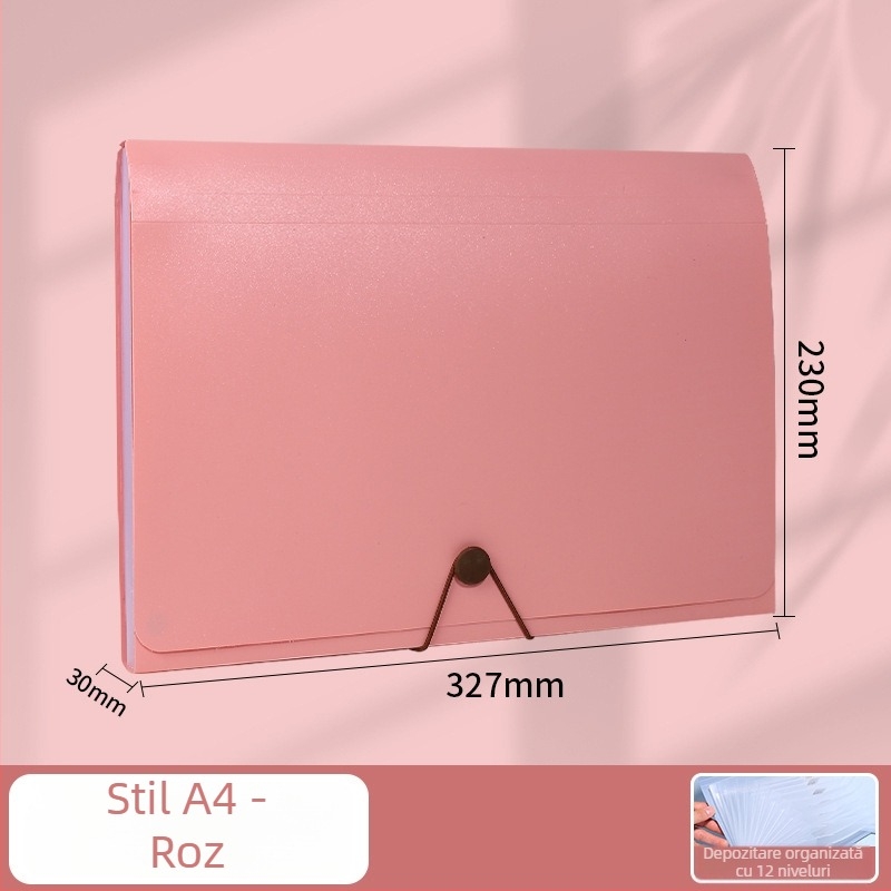 Folder acordeon de birou cu 12 compartimente, PP rezistent la apă, capacitate mare, pentru documente B6/A4