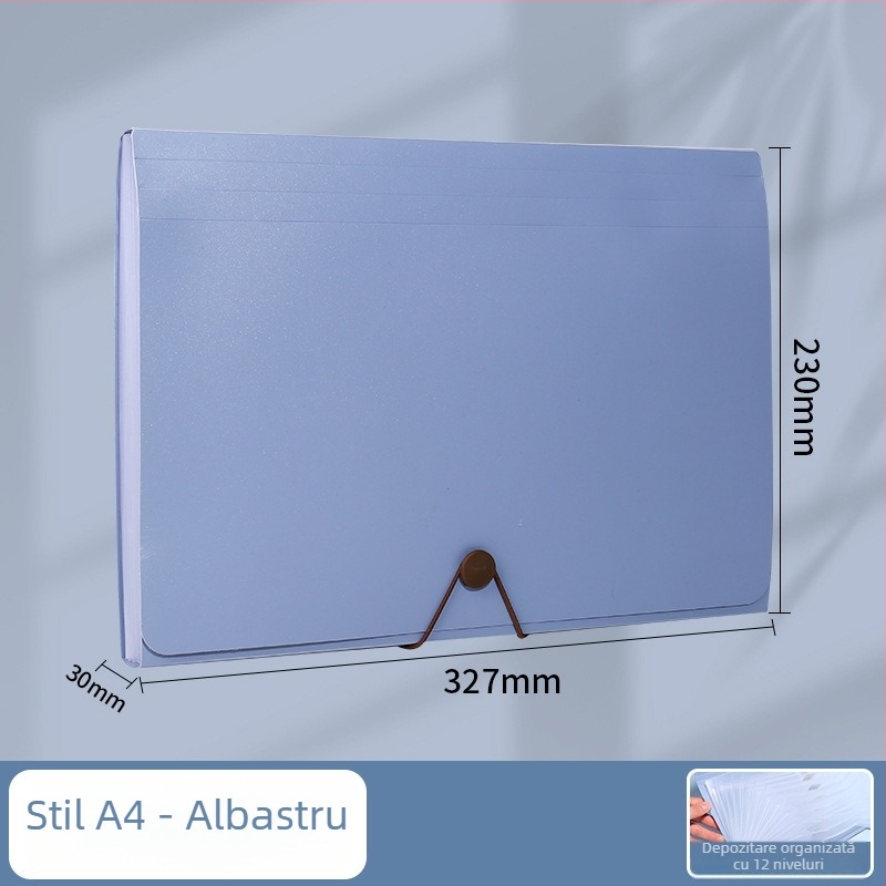 Folder acordeon de birou cu 12 compartimente, PP rezistent la apă, capacitate mare, pentru documente B6/A4