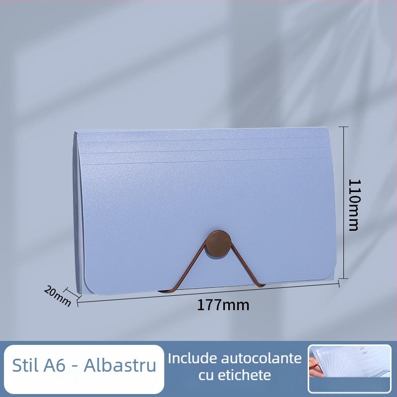Folder acordeon de birou cu 12 compartimente, PP rezistent la apă, capacitate mare, pentru documente B6/A4