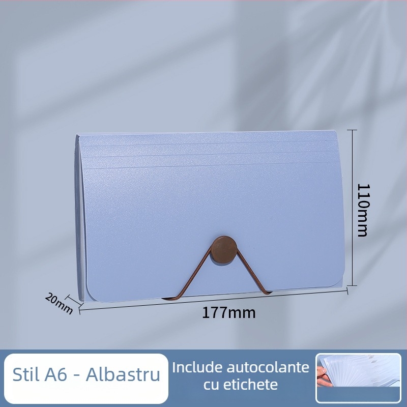 Folder acordeon de birou cu 12 compartimente, PP rezistent la apă, capacitate mare, pentru documente B6/A4