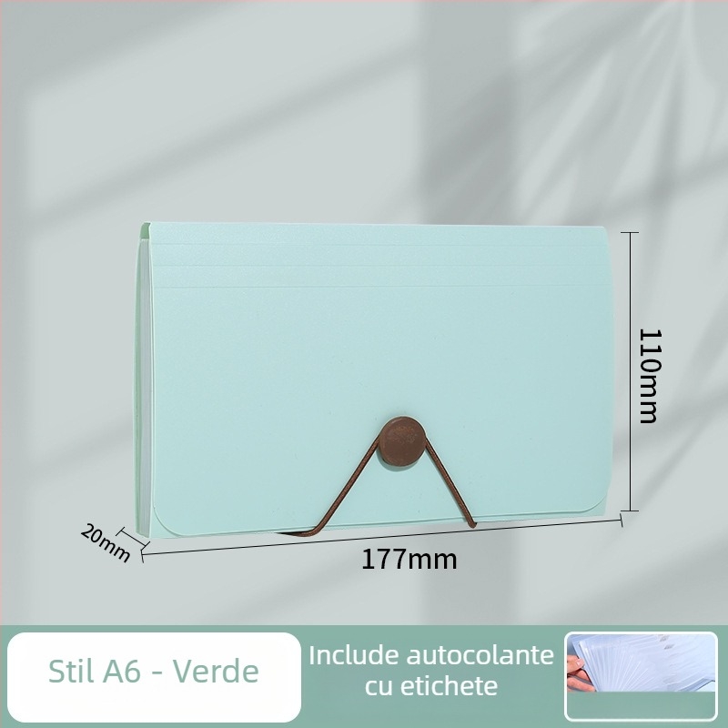 Folder acordeon de birou cu 12 compartimente, PP rezistent la apă, capacitate mare, pentru documente B6/A4