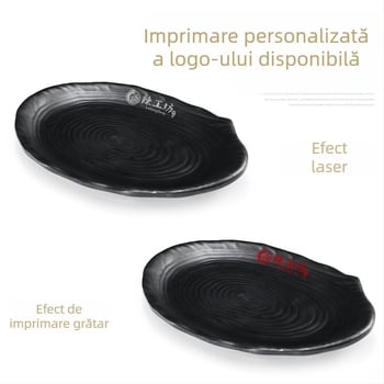 Farfurie melamină A5 pentru hot pot și grătar, dreptunghiulară, neagră, imitație de porțelan din plastic, utilizare comercială