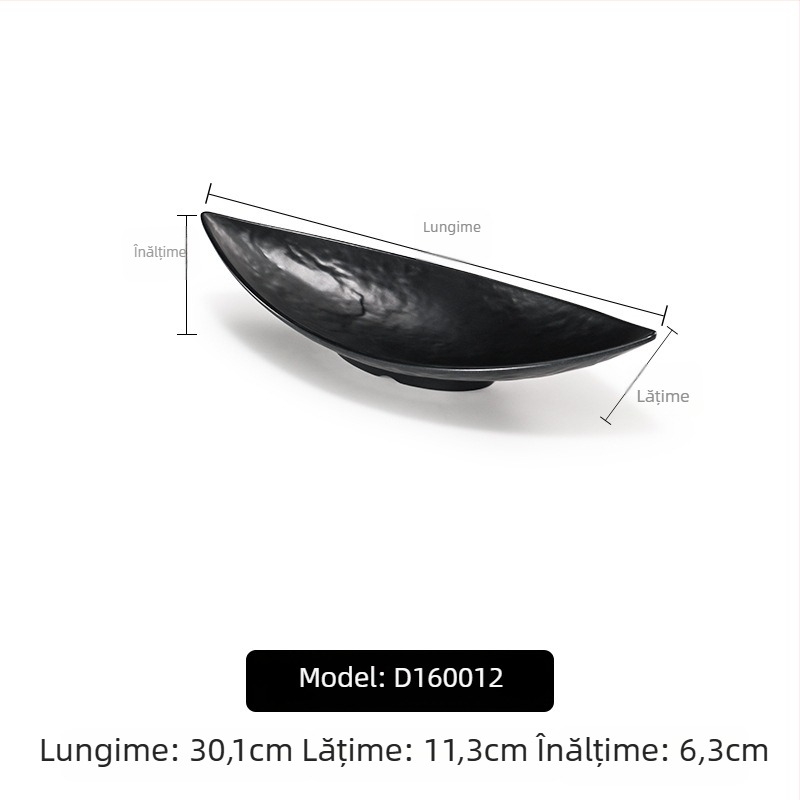 Farfurie melamină A5 pentru hot pot și grătar, dreptunghiulară, neagră, imitație de porțelan din plastic, utilizare comercială