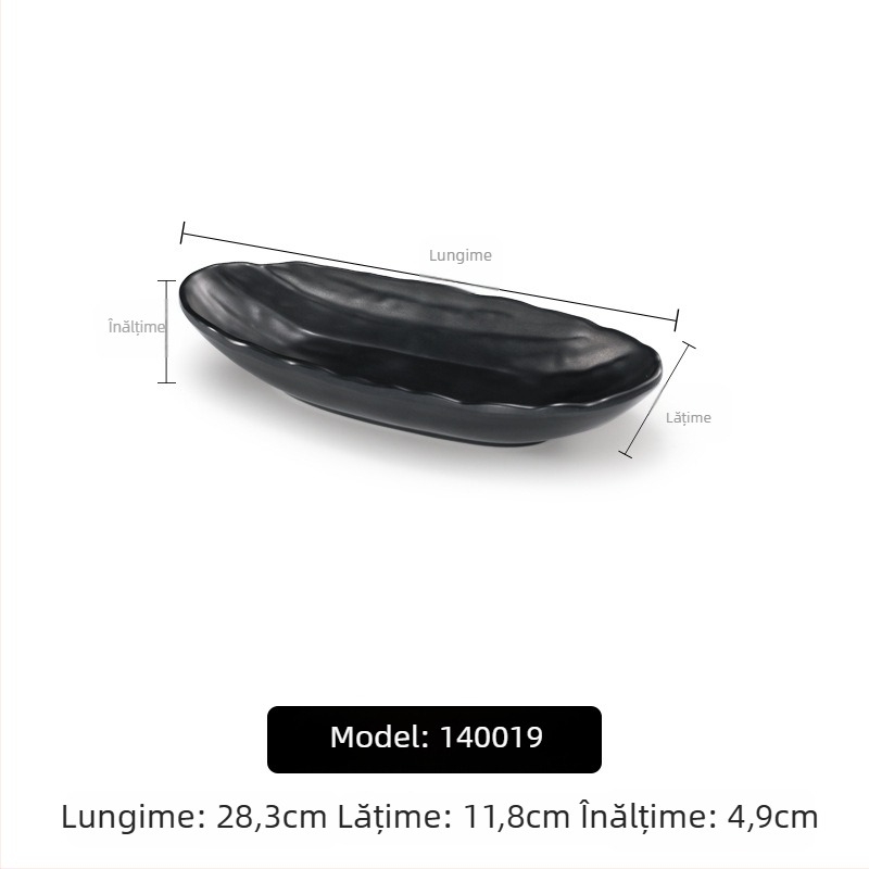 Farfurie melamină A5 pentru hot pot și grătar, dreptunghiulară, neagră, imitație de porțelan din plastic, utilizare comercială