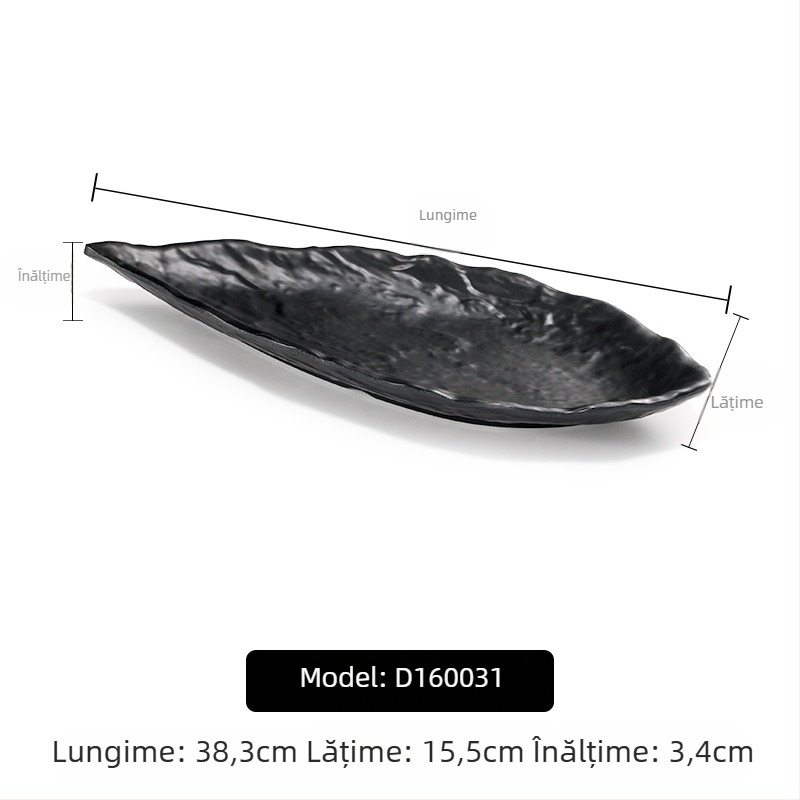 Farfurie melamină A5 pentru hot pot și grătar, dreptunghiulară, neagră, imitație de porțelan din plastic, utilizare comercială
