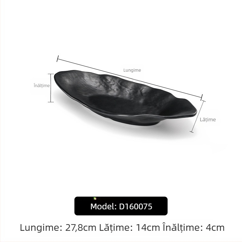 Farfurie melamină A5 pentru hot pot și grătar, dreptunghiulară, neagră, imitație de porțelan din plastic, utilizare comercială