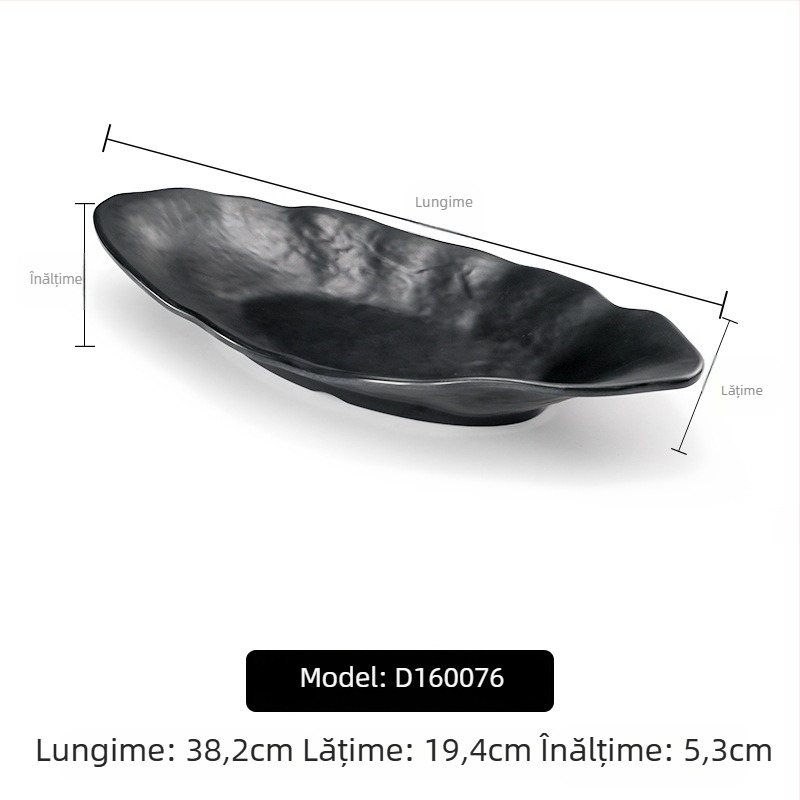Farfurie melamină A5 pentru hot pot și grătar, dreptunghiulară, neagră, imitație de porțelan din plastic, utilizare comercială