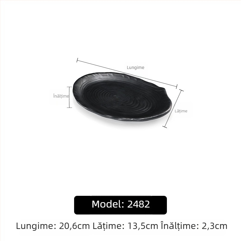 Farfurie melamină A5 pentru hot pot și grătar, dreptunghiulară, neagră, imitație de porțelan din plastic, utilizare comercială