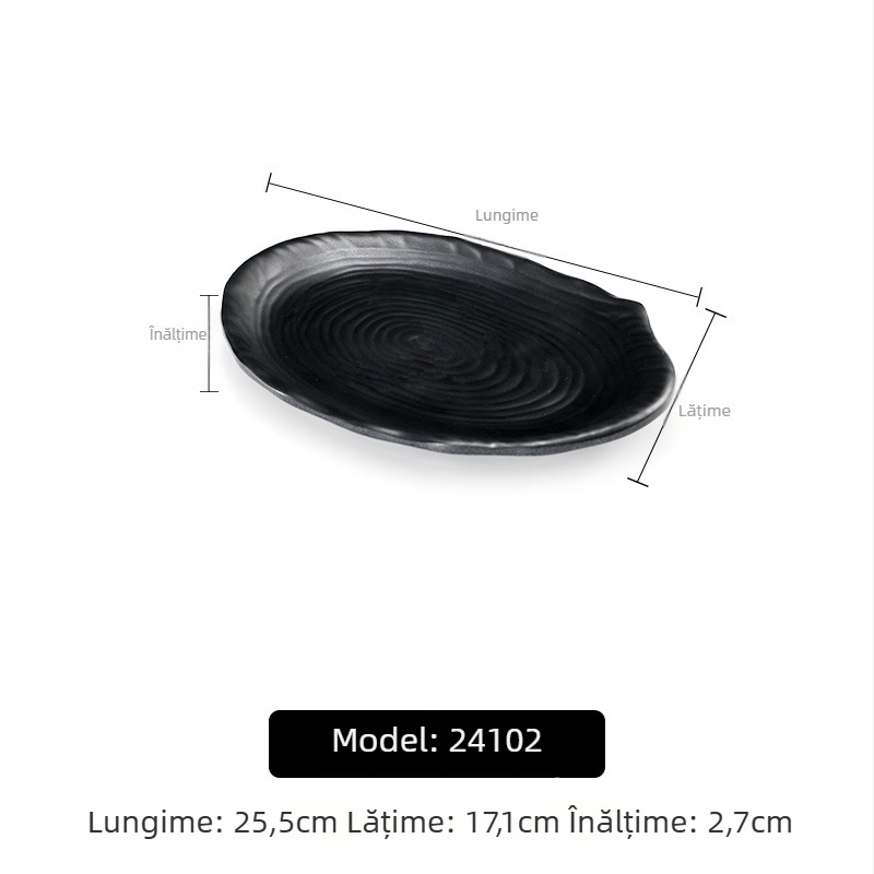 Farfurie melamină A5 pentru hot pot și grătar, dreptunghiulară, neagră, imitație de porțelan din plastic, utilizare comercială
