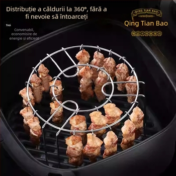 Grilă din oțel inoxidabil pentru friteuza cu aer, suport pentru frigărui, dublu nivel, multifuncțional pentru bucătărie