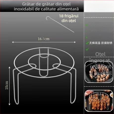 Grilă din oțel inoxidabil pentru friteuza cu aer, suport pentru frigărui, dublu nivel, multifuncțional pentru bucătărie