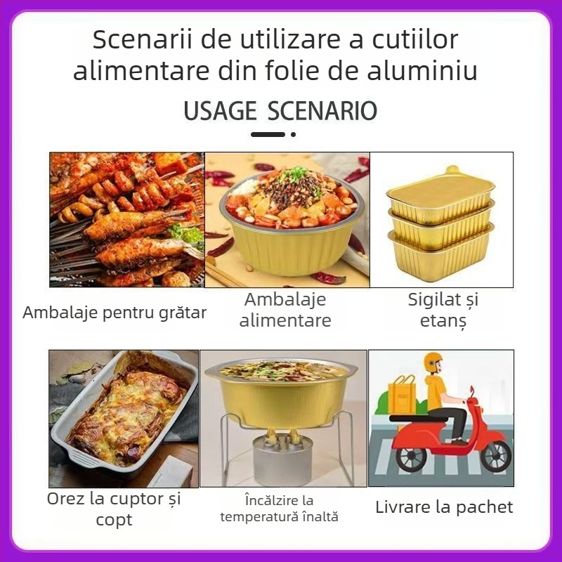 Suport de unică folosință pentru mini oală, cu bol din folie de aluminiu și lampă cu alcool