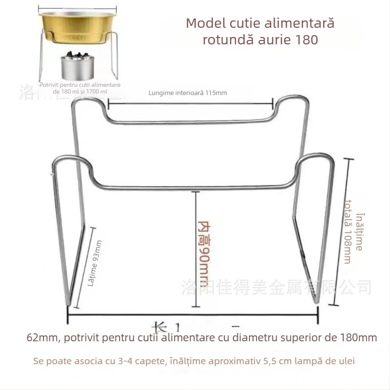 Suport de unică folosință pentru mini oală, cu bol din folie de aluminiu și lampă cu alcool