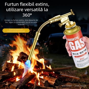 Aprindere cu furtun extins pentru arzător tip pistol, anti-arși, portabilă pentru camping și gătit în aer liber