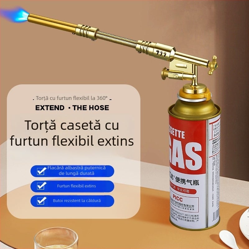 Aprindere cu furtun extins pentru arzător tip pistol, anti-arși, portabilă pentru camping și gătit în aer liber