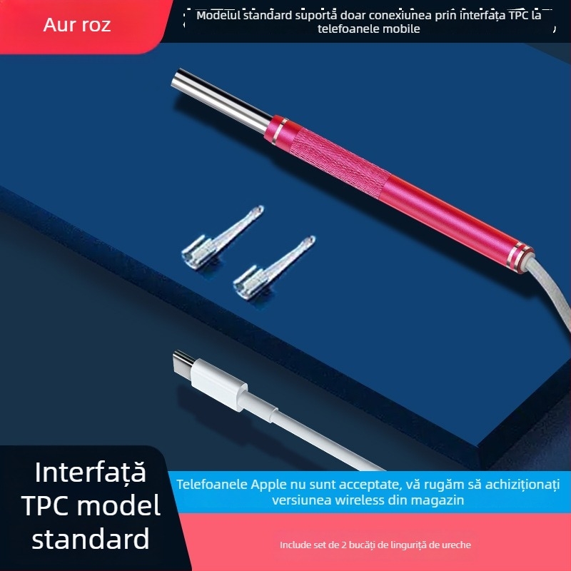 Instrument vizual pentru curățarea urechii cu lumină, calitate înaltă și sistem vizual inteligent cu fir