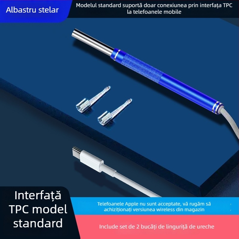 Instrument vizual pentru curățarea urechii cu lumină, calitate înaltă și sistem vizual inteligent cu fir