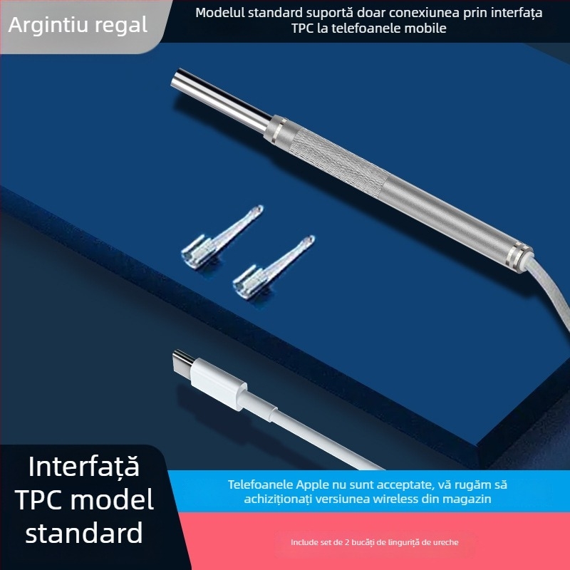 Instrument vizual pentru curățarea urechii cu lumină, calitate înaltă și sistem vizual inteligent cu fir