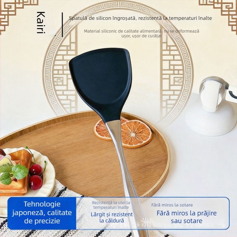 Kalari spatulă din silicon cu mâner din oțel inoxidabil, spatulă de bucătărie, alimentară, rezistentă la temperaturi înalte, antiaderent