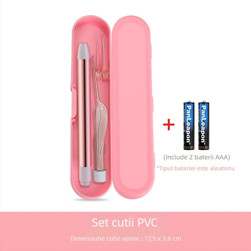 Set de lingurițe luminoase pentru urechi, cu încărcare USB și lupă pentru copii