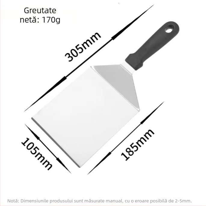 Spatulă din oțel inoxidabil pentru gătit, versatilă pentru tiramisu, friptură și clătite; unelte Teppanyaki și spatulă pentru netezirea clătitelor; mâner antiderapant