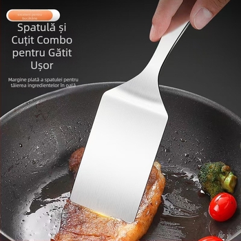 Spatulă mică din oțel inoxidabil, spatulă plată pentru teppanyaki, friptură, tort și clătite