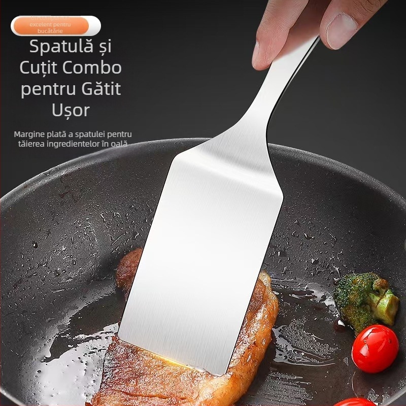 Spatulă mică din oțel inoxidabil, spatulă plată pentru teppanyaki, friptură, tort și clătite