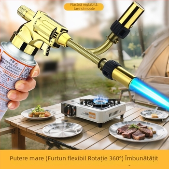 Torță cu butan și furtun prelungit, pentru camping în aer liber, grătar și aprinderea cărbunilor