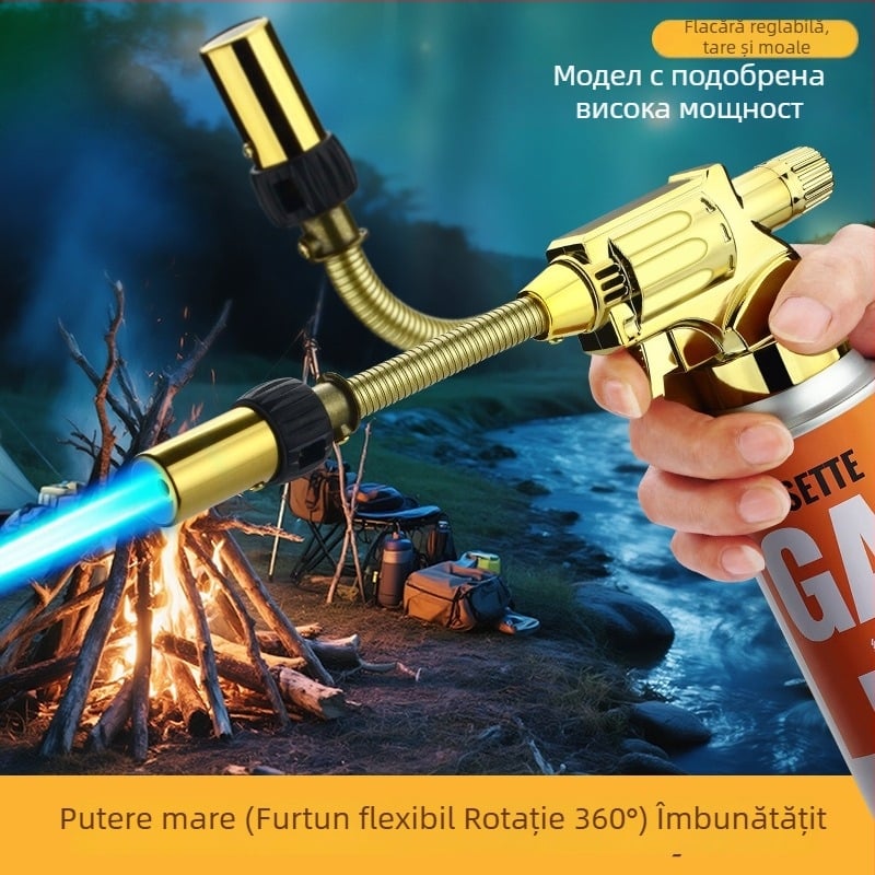 Torță cu butan și furtun prelungit, pentru camping în aer liber, grătar și aprinderea cărbunilor