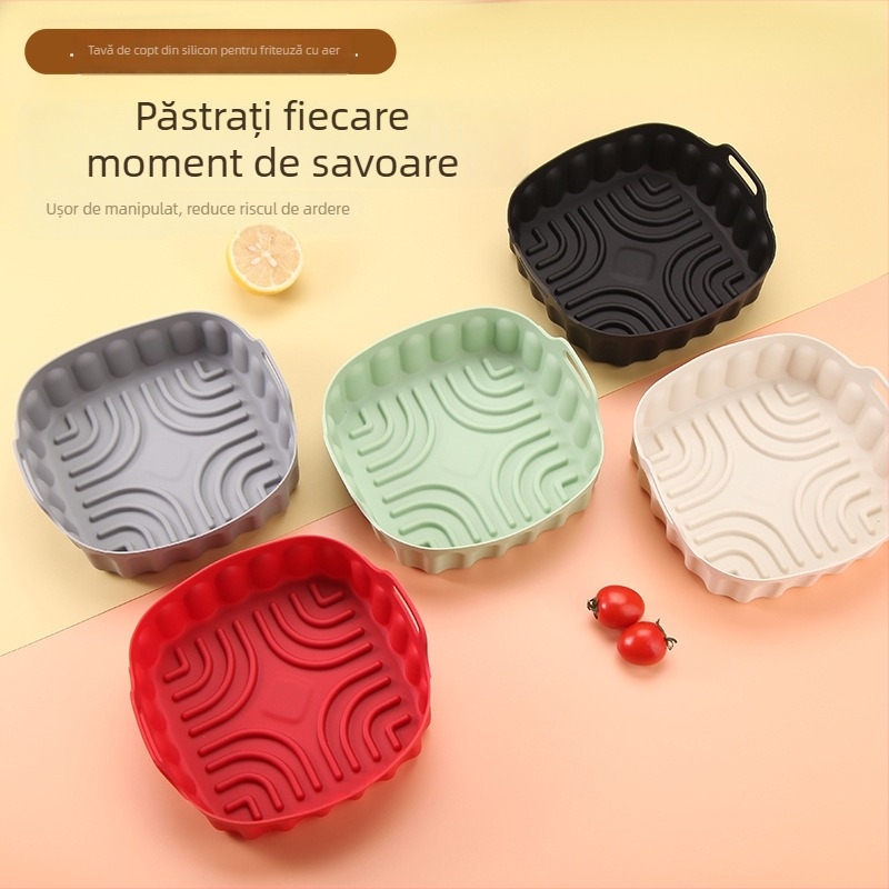 Tavă pătrată din silicon pentru air fryer și cuptor, covoraș de copt